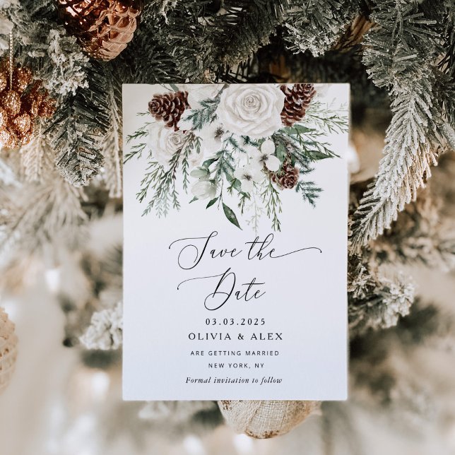 Save The Date À feuillage persistant élégant Enregistrer la date (Créateur téléchargé)