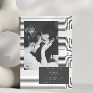 Save The Date Abstrait Black White Lines Photo Mariage