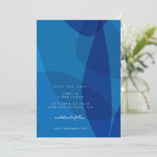 Save The Date Abstrait moderne bleu Unique tendance