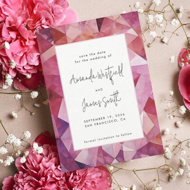 Save The Date Abstrait moderne Gras Magenta Hot Pink Mariage (Créateur téléchargé)