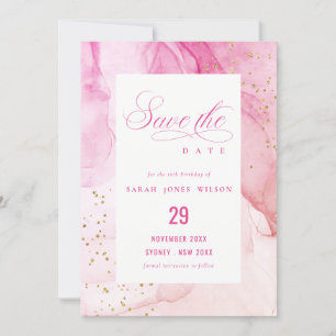 Save The Date Abstrait Pastel Aquarelle rose violet Anniversaire