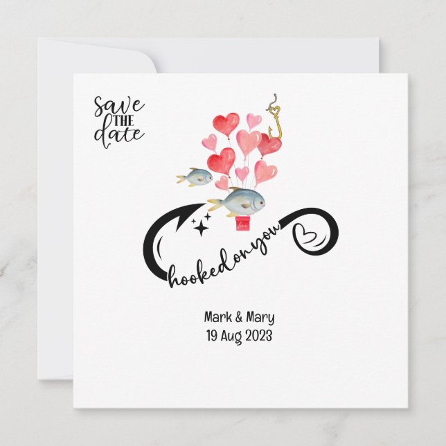 Save The Date Accroché à vous amateurs de pêche Mariage Aquarell (Devant)