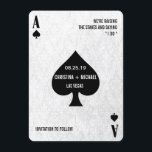 Save The Date Ace of Spades Modern Chic Photo Enregistrer la dat<br><div class="desc">Idéal pour votre Casino/Las Vegas/Monte Carlo thème mariage ou autre célébration. Tous les textes par défaut (exemples d'informations) peuvent être entièrement customisés avec vos propres mots, et vous pouvez également modifier les polices, les tailles et les couleurs du texte. Pour modifier le texte uniquement, utilisez l'option personnaliser. Pour des modifications...</div>