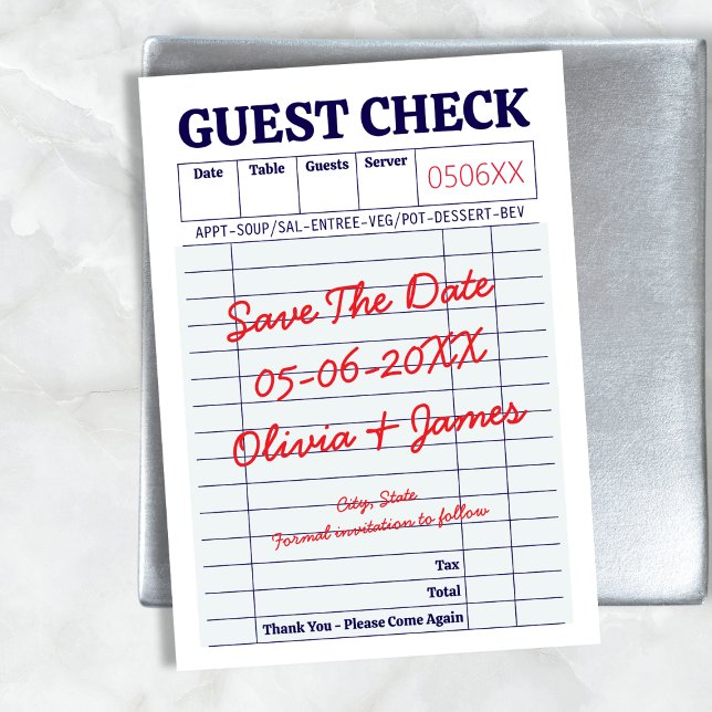 Save The Date Addition Invité Unique Drôle Fantaisiste Manuscrit (Guest Check Unique Fun Whimsical Handwritten Save The Date)