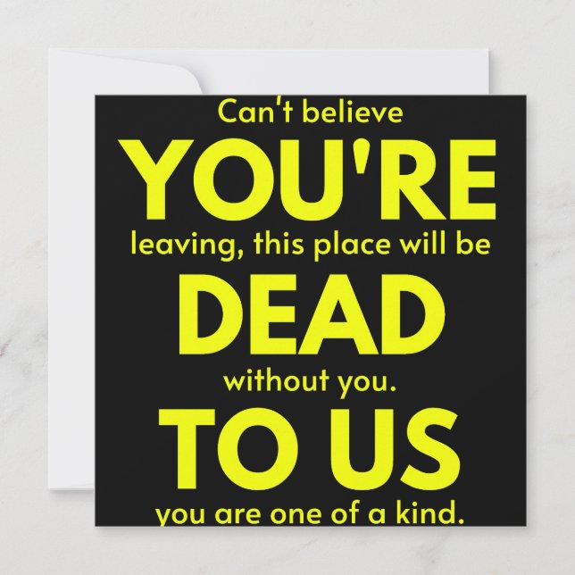 Save The Date Adieu sarcastique, Vous êtes mort pour nous, collè (Devant)