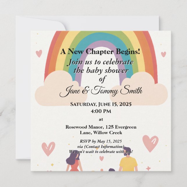 Save The Date Adoption Baby shower arc-en-ciel (Devant)