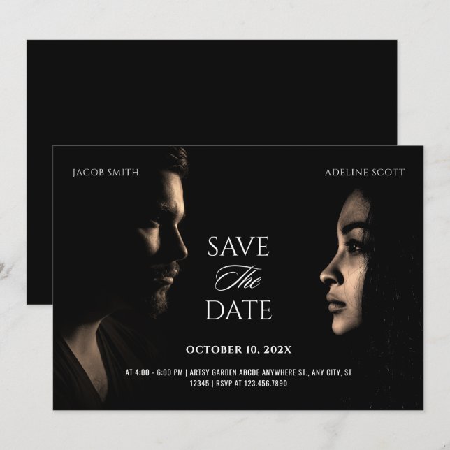 Save The Date Affiche de film dramatique de mariage sombre noir  (Devant / Derrière)