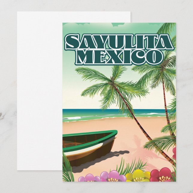 Save The Date Affiche de la plage de Sayulita au Mexique (Devant / Derrière)