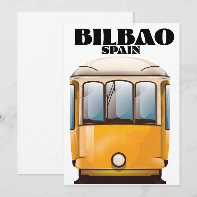 Save The Date Affiche de voyage en tramway à Bilbao en Espagne (Devant / Derrière)