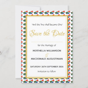 Save The Date AFRIQUE DU SUD Célébration de mariage selon la cou