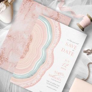 Save The Date Agate Geode Mariage Rose Parties scintillant Gold 