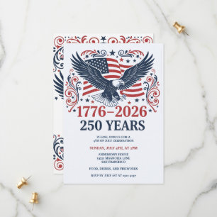 Save The Date Aigle américain 250 ans du 4 juillet Fr 