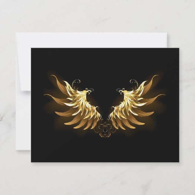 Save The Date Ailes d'Ange d'or sur arrière - plan noir (Devant)
