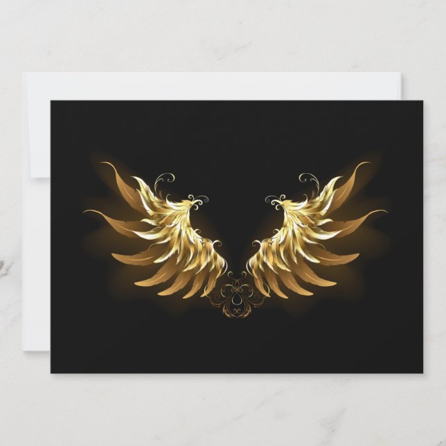 Save The Date Ailes d'Ange d'or sur arrière - plan noir (Devant)