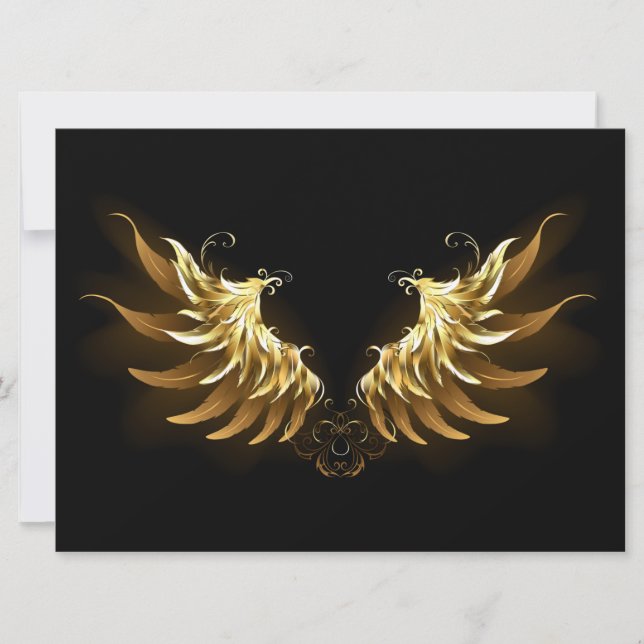 Save The Date Ailes d'Ange d'or sur arrière - plan noir (Devant)
