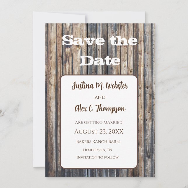 Save The Date Aimant de sauvegarde de mariage rustique Faire par (Devant)
