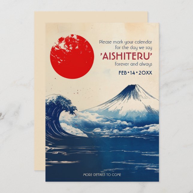 Save The Date AISHITERU Harmonie japonaise avec Fuji (Devant / Derrière)