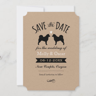 Save The Date Alaskan Malamute Silhouettes Mariage Enregistrer l