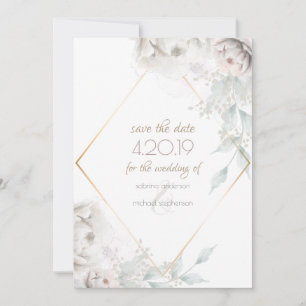 Save the date   Albâtre Peonies d'aquarelle blanch