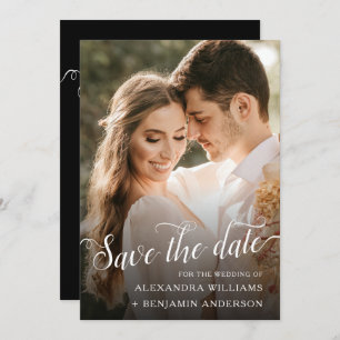 Save The Date Alexandra Elegant noir blanc Script photo