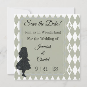 Save The Date Alice au pays des merveilles Vintage Pastel Vert É