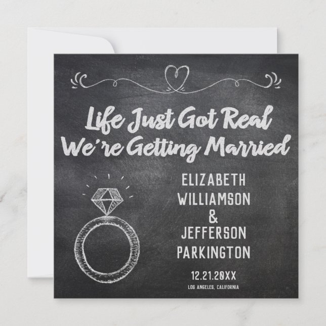 Save The Date Alliance de mariage tableau noir moderne (Devant)