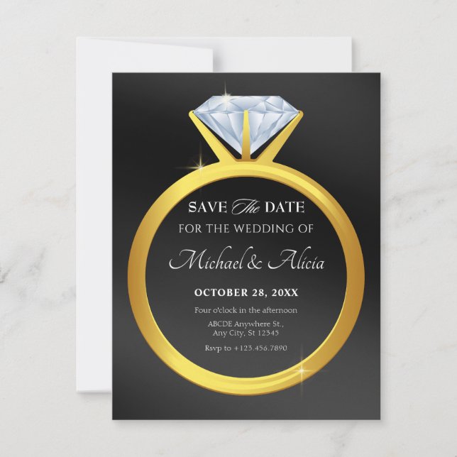 Save The Date Alliance moderne simple diamant  (Devant)
