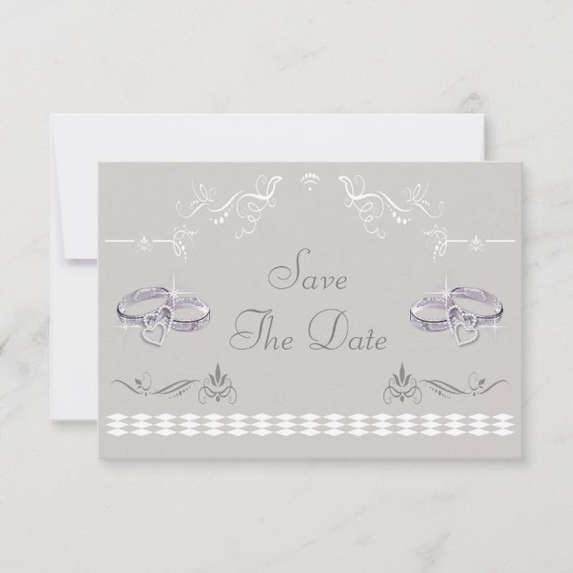Save The Date Alliances de mariage étincelantes & cœurs Enregist (Devant)