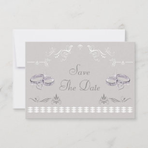 Save The Date Alliances de mariage étincelantes & cœurs pour sau