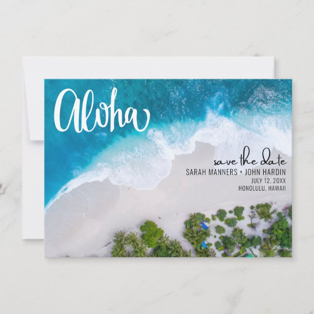Save The Date Aloha Hawaii Beach Mariage Photo Enregistrer la da (Devant)