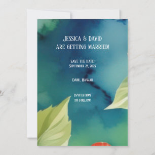 Save The Date Aloha Hibiscus Aquarelle tropicale Mariage floral