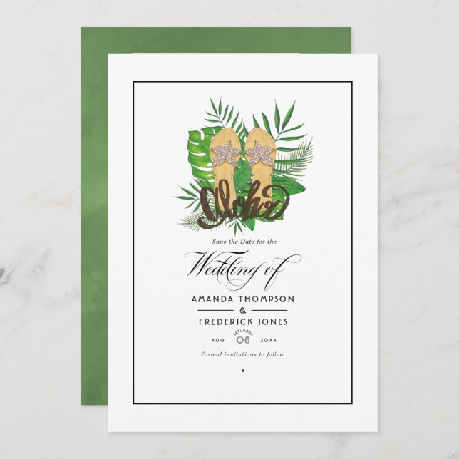 Save The Date Aloha Mariage de plage d'été Enregistrez la date (Devant / Derrière)