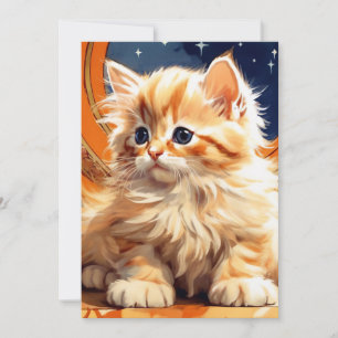 Save The Date Alphonse Mucha Art Nouveau Chat orange