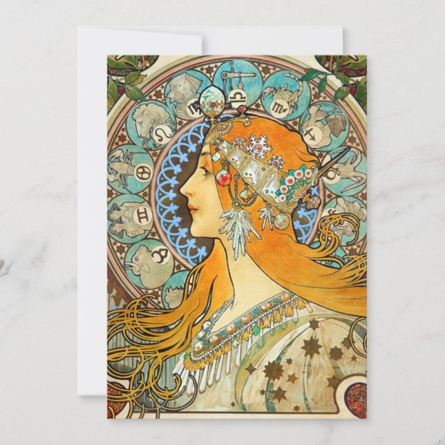 Save The Date Alphonse Mucha Art Nouveau Zodiac (Devant)