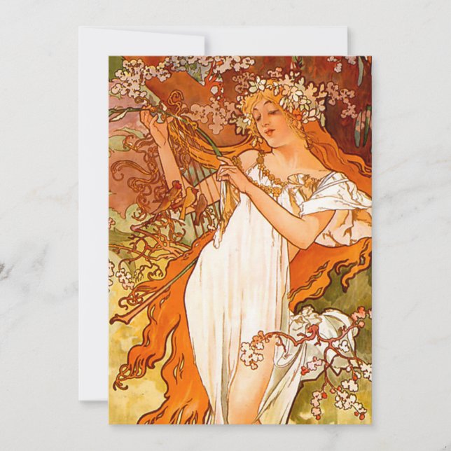 Save The Date Alphonse Mucha Printemps Art Nouveau (Devant)