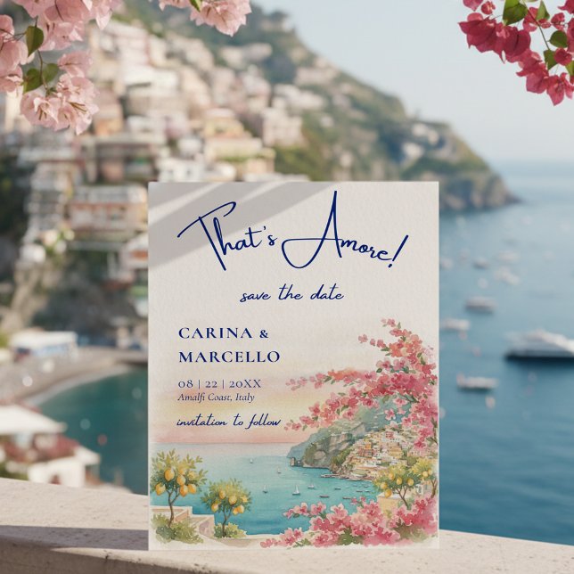 Save The Date Amalfi Coast Amore Italy Sunset Glow Wedding (Créateur téléchargé)