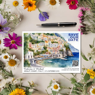 Save The Date Amalfi Coast Italie Destination Mariage Code QR