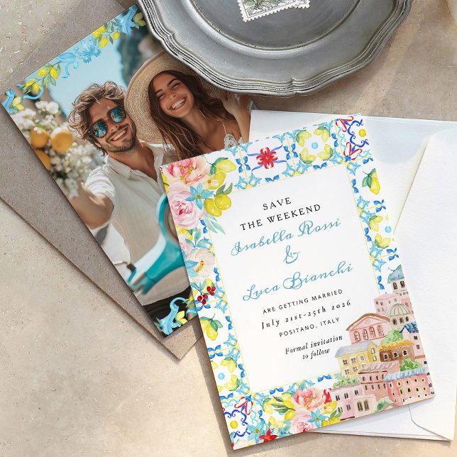 Save The Date Amalfi Coast Lemon tuiles Mariage italien (Créateur téléchargé)