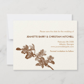 Save The Date Amant orchidée marron mariage moderne enregistrer