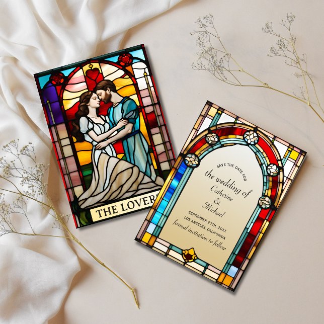 Save The Date Amateurs Tarot Verre Tiré Style Mariage européen (Créateur téléchargé)