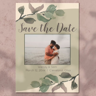 Save The Date Ambiance romantique Feuilles mariage Enregistrer l