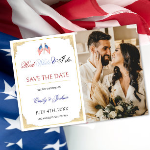 Save The Date American USA Flag Enregistrer la date Photo Invita