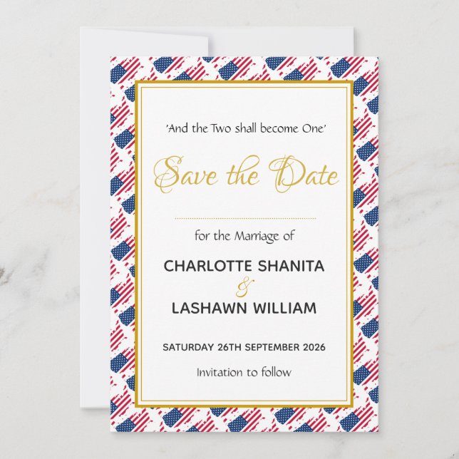 Save The Date Amérique Mariage Christian Custom Celebration (Devant)