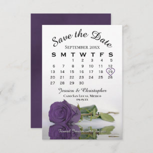 Save The Date Amethyst Purple Rose Élégant Calendrier de mariage
