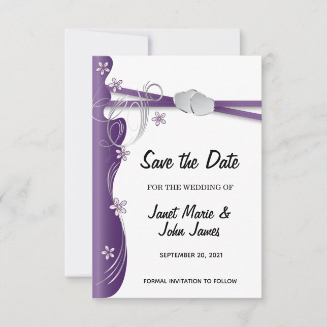 Save The Date Améthyste violet et argent (Devant)