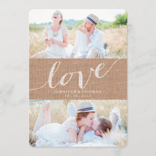 SAVE THE DATE AMOUR DE BURLAP RUSTIQUE ENREGISTRER LA DATE