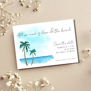 Save The Date Amour et plage Aquarelle Palm Tree Mariage