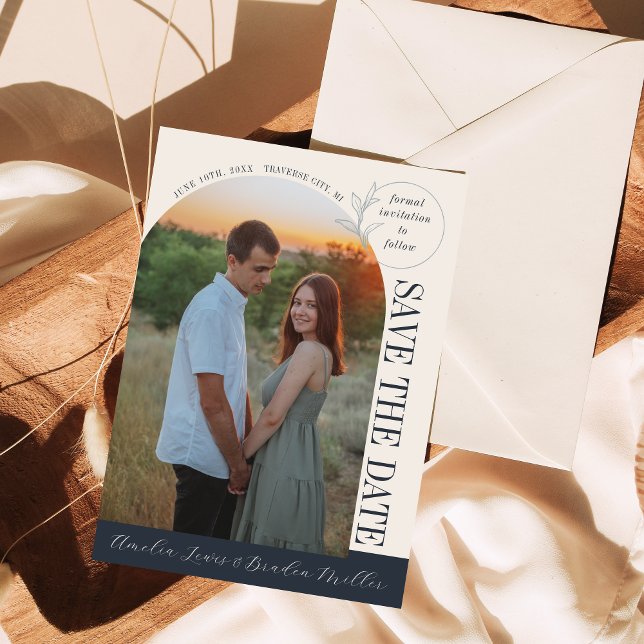 Save The Date Amour éternel | Arche bleue profonde | (Créateur téléchargé)