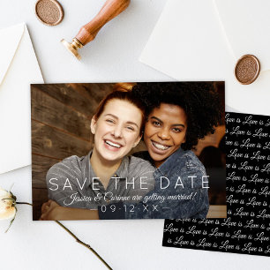 Save The Date Amour Moderne Inclusif est Photo de Mariage d'Amou