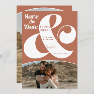 Save The Date Ampersand moderne en terre cuite 2 photos enregist